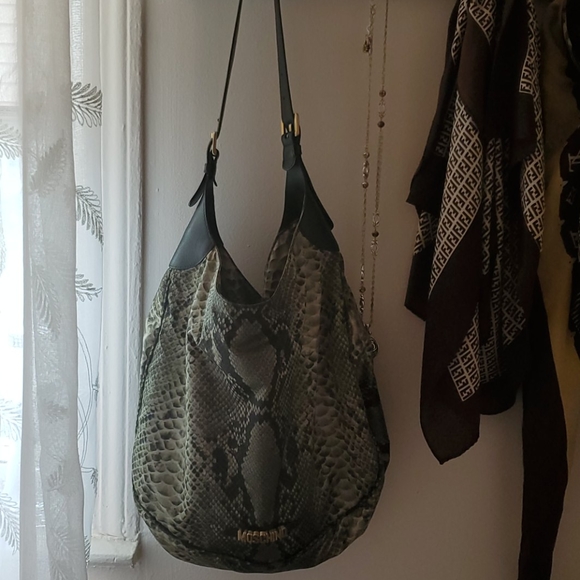 Moschino Green Snake Print Shoulder Bag D3 - Picture 5 of 5